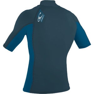 2024 O'neill Heren Premium Skins Korte Mouw Coltrui Lycra Vest 4517 - Cadet Blauw / Ultra Blauw